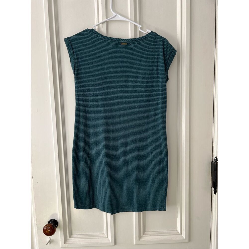 Prana teal turquoise and black striped muscle tee tank dress XS